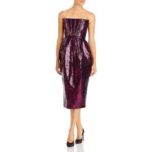 Bronx and Banco Strapless Burgundy Sequin Dress